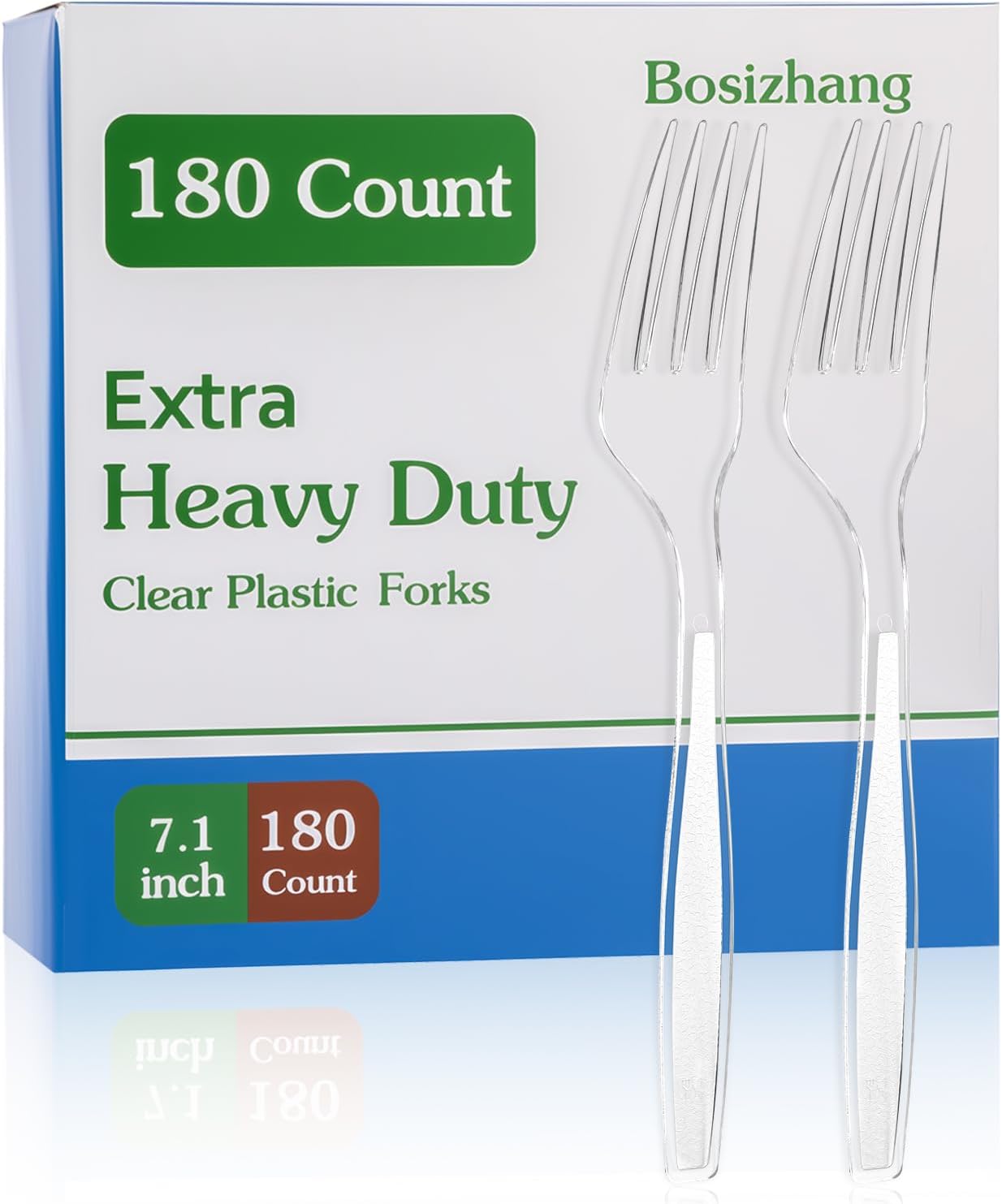 Skiennix Extra Heavy Duty Clear Plastic Forks - 180 Count, 7.1" Durable & BPA-Free Utensils for Events