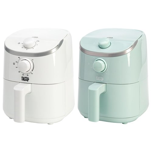 Tasty Personal Air Fryer, Healthier Meals in Minutes, Adjustable Temp Control up to 400°F, Easy-to-Use Design, Nonstick Basket and Tray Made without PFAS, PFOA, PFOS & PTFE, 900 Watts, 2-Quart, White