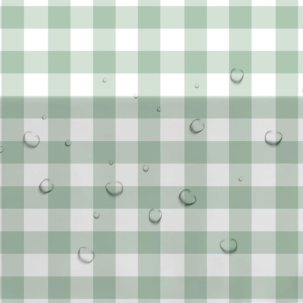 Sage Green Gingham Tablecloths - 3 Pack Disposable Plaid Party Supplies | 55in x 86in for Events