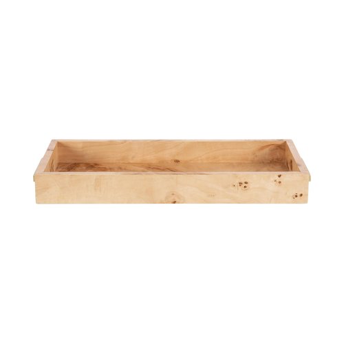 Kate and Laurel Burlock Modern Decorative Burlwood Rectangle Tray with Handles, 8 x 19, Natural Wood and Gold, Transitional Rectangular Tray for Use as Entryway Tray Decor or Ottoman Serving Tray