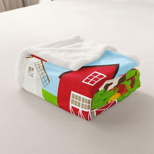 Feelyou Kids Farmhouse Fleece Blankets Children Boys Girls Cartoon Animal Print Throw Blanket Lovely Rabbits Sheep Horse Blanket Luxury Soft for Chair Office Plush Blankets 30"x40"