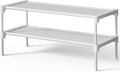 Kitsure Shoe Rack - Stackable Non-Woven Shoe Organizer for Closet & Entryway - 27.5" Wide, 2 Tier, White