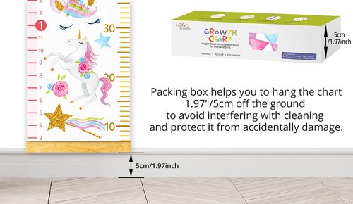 HomeEvolution Kids Growth Chart Height Measuring Chart, Unicorn Canvas Wall Hanging Rulers for Baby Children Girls Bedroom Decor