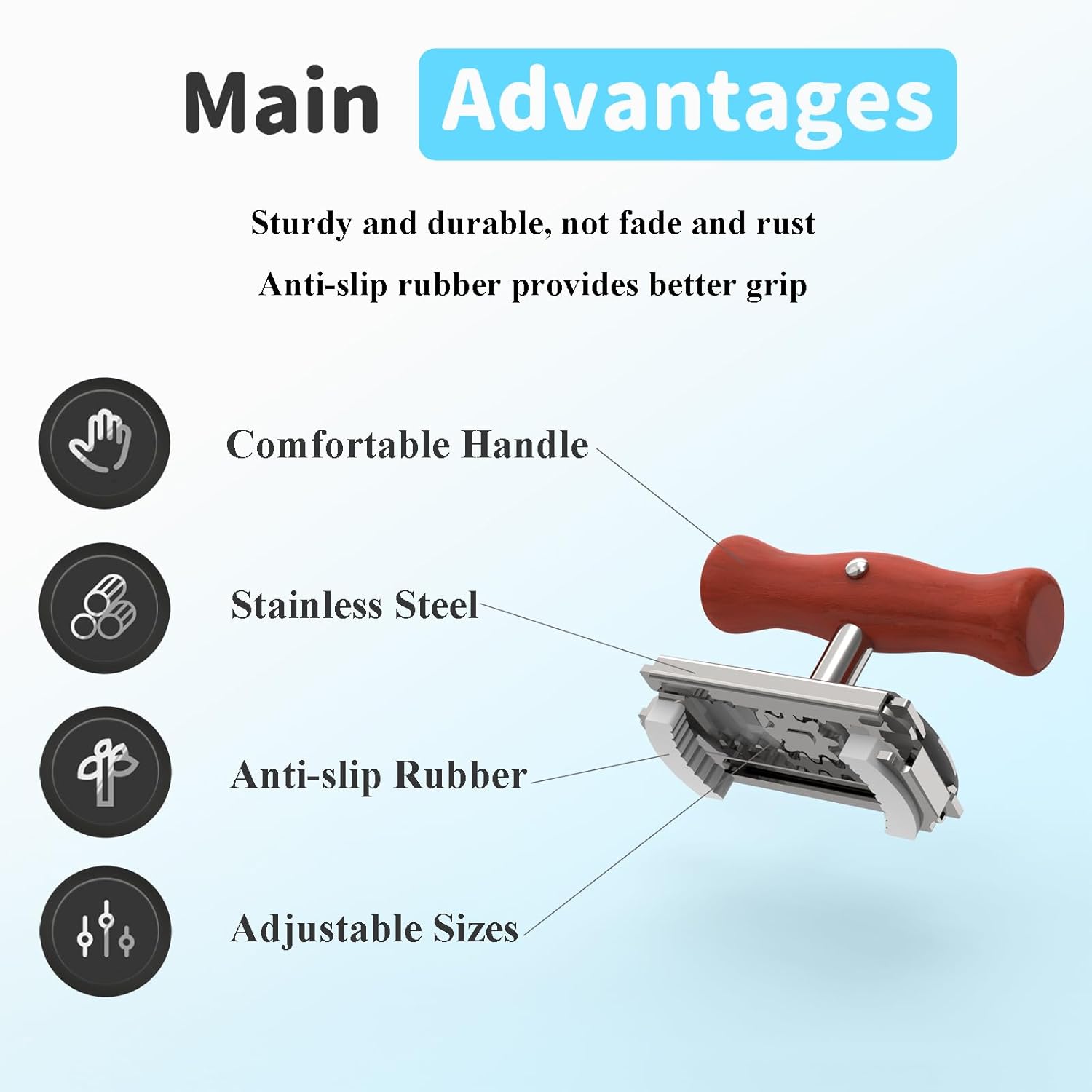 Skiennix Jar Opener for Seniors - Easy Twist Adjustable Lid Gripper | Perfect for Arthritis & Weak Hands (Wood Handle)