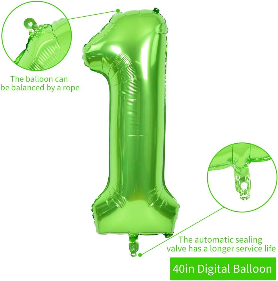 TONIFUL 40-Inch Green Number Balloons 0-9 | Helium Foil Mylar Big Party Decorations for Graduation & Birthdays