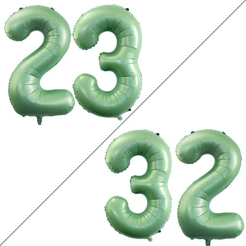 GOER Jumbo 23 Balloons - 42 Inch Foil Helium Decorations for 23rd Birthday Party | Sage Green