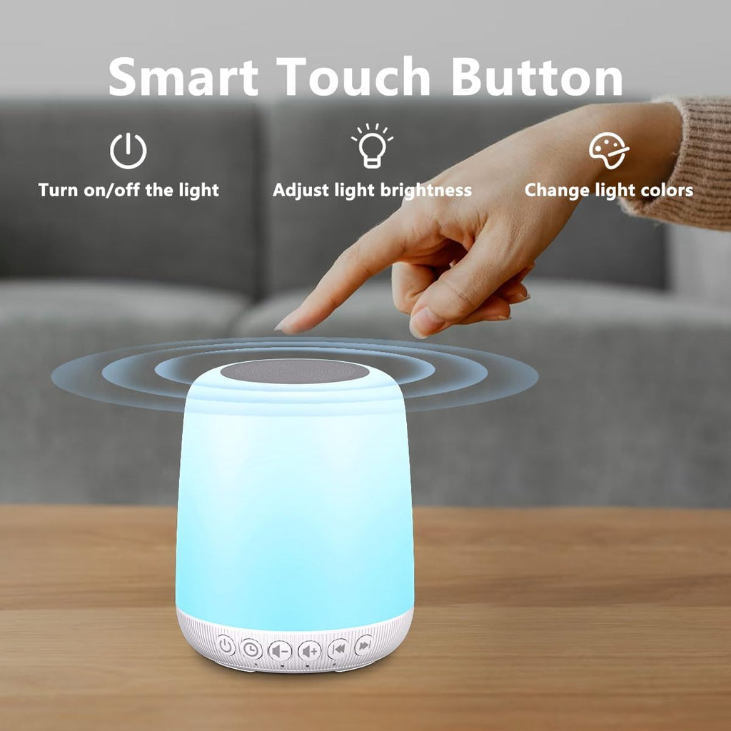 Skiennix White Noise Sound Machine - Portable Sleep Aid with 30 Soothing Sounds & 12 Night Light Colors