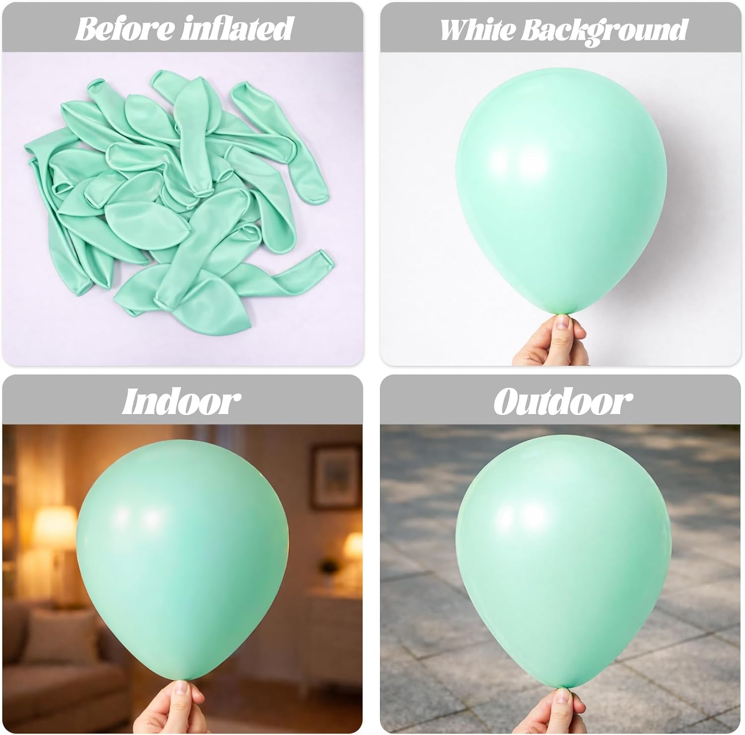 Voircoloria 105pcs Mint Green Balloons - 12-Inch Latex Party Balloons for Birthdays & Celebrations