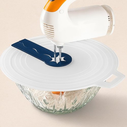 12 Inch Mixing Bowl Splatter Guard – BPA-Free Anti-Splash Screen for Hand & Electric Mixers – Flexible Fit, Transparent Silicone & PP, Dishwasher Safe by Dependable Industries Blue