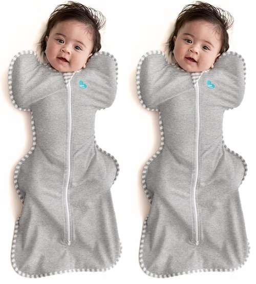 Love to Dream Swaddle UP - Gray Newborn Swaddle for Better Sleep | 5-8.5 lbs, Arms Up Position (Pack of 2)