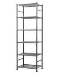 Sakugi 6-Tier Metal Storage Shelves - Slim Shelf Organizer with Reinforced Side Bars, Spacious Storage for Kitchen, Bathroom, and Laundry Room Organization, 18.2" x 12.5" x 70.1", Black
