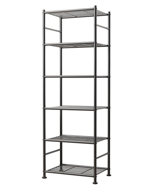 Sakugi 6-Tier Metal Storage Shelves - Slim Shelf Organizer with Reinforced Side Bars, Spacious Storage for Kitchen, Bathroom, and Laundry Room Organization, 18.2" x 12.5" x 70.1", Black