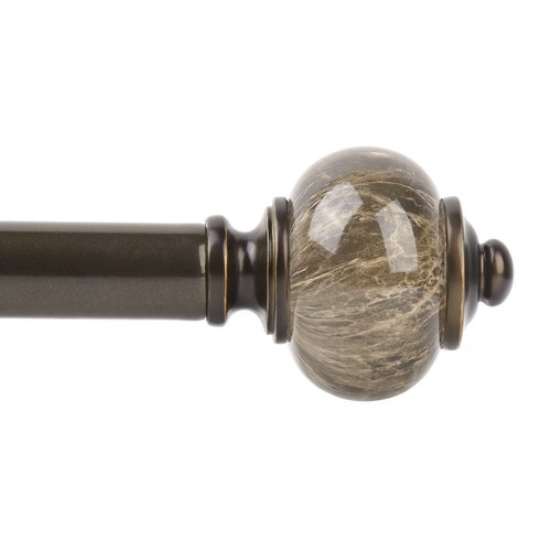 KAMANINA 1 Inch Curtain Rods for Windows 66 to 120 Inches Bronze Heavy Duty Curtain 32 to 120 (2.6-10ft), Adjustable Long Drapery Rods with Marbled Finials