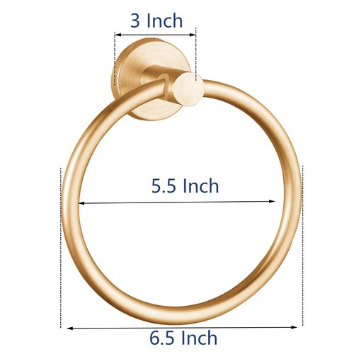 Towel Ring, Bathroom Hardware Accessories, Wall-Mounted Towel Ring, Simple Round Stainless Steel Towel Rack, for Bathroom and Kitchen (Gold 2 Pack)