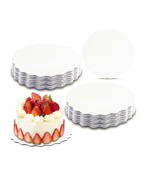qiqee 12 Inch White Wave Cake Boards Round 15-Packs Circles Rounds Base Food-Grade Cardboard Wave Cake Plate（Thinner But Stronger）