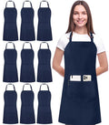 Utopia Kitchen 10 Pack Bib Apron, Unisex Adjustable Aprons with 2 Pockets, Waterdrop Resistant Cooking Kitchen Chef Apron for Men Women, Navy