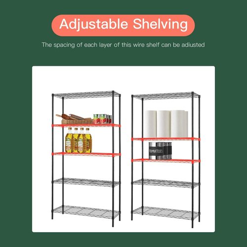 FDW Wire Shelving Unit - 5-Tier Adjustable Metal Rack | Strong Steel for Kitchen, Garage & Pantry - Black 14" D x 36" W x 72" H