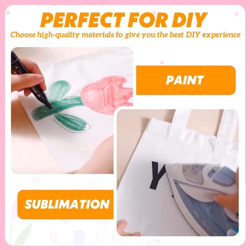 Amylove 72 Pcs Mini Tote Bag Sublimation Blank Canvas Tote Bags Reusable Grocery Luggage DIY Sack Goody for Party Even (10 x 10 Inch,Natural Color)
