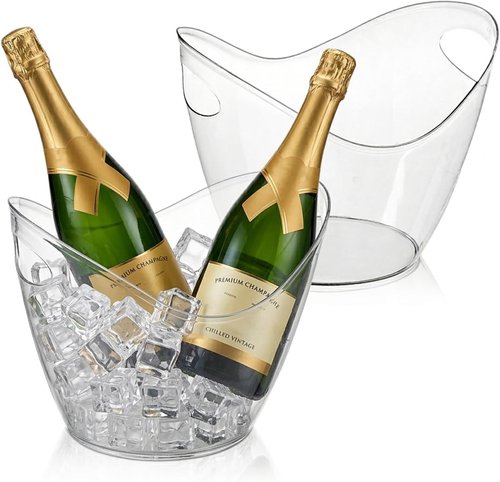 2 Pack Ice Bucket - 4L Clear Acrylic Ice Buckets for Parties, Mimosa Bar Supplies Beverage Tub for Champagne Beer Sparkling Wine Cocktails