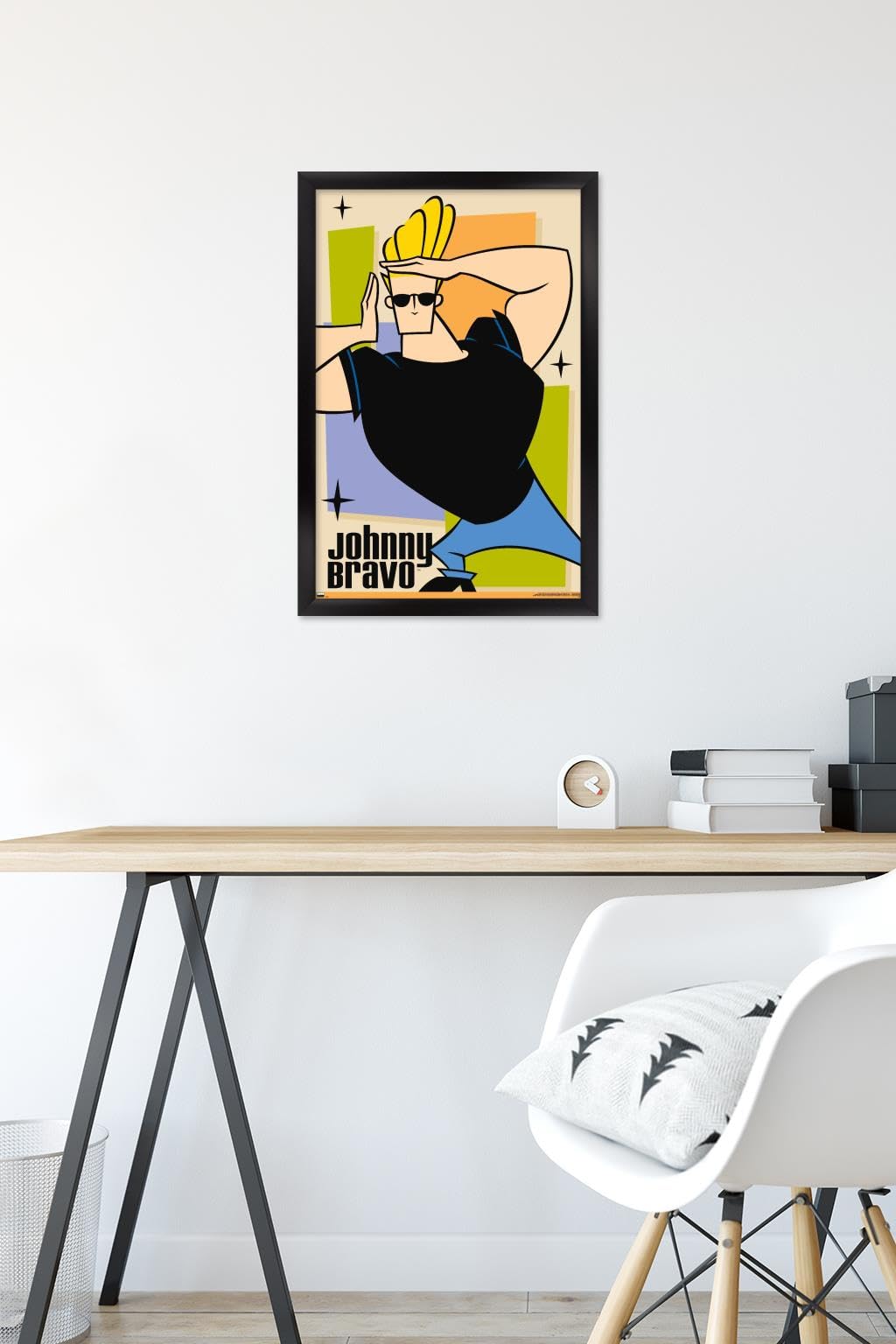 Trends International Johnny Bravo - Pose Wall Poster, 22.4L x 14.7W, Black Framed Version