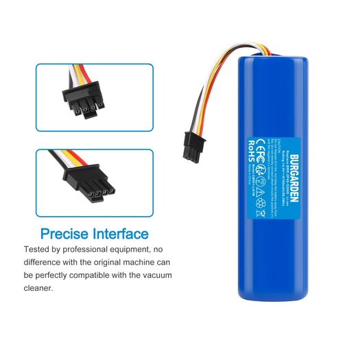 BURGARDEN 14.4V 6700mAh Replacement Battery for Xiaomi Roborock S50 S51 S55 S4 S5 S6 S7 E20 E25 E4 E25 E35 C10 T6 T60 T65 Max T4 T6 Vacuum Cleaner, Li-ion Battery Cell