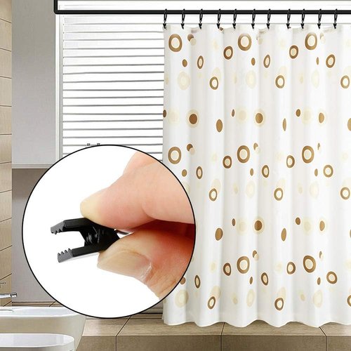 JANYUN Heavy-Duty Metal Curtain Clips - 30 Pack Small Hook Clips for Home Decor & Art Display - Black