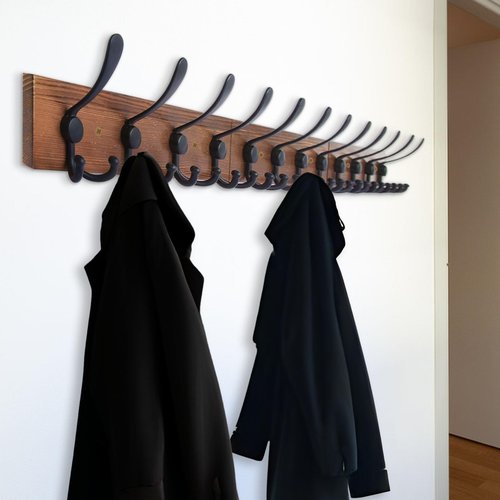 Homagic Wall Mount Coat Rack 47.3'' Burnt Brown Hanger - Rustic Towel Rack for Bathroom, Living Room - Hooks for Coats, Hats, Clothes
