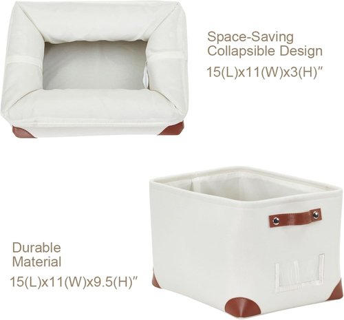 DECOMOMO White Storage Bins - Large Fabric Baskets for Shelf & Linen Closet Organization | 3 Pack with Label Holders