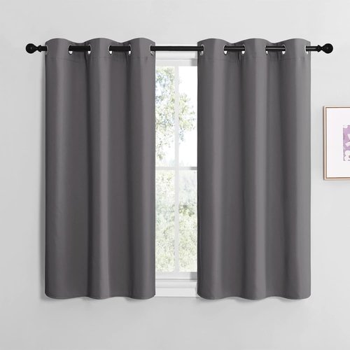 NICETOWN Blackout Curtain Panels - Thermal Insulated Grommet Top Drapes | Grey, 29" x 20" (2 Panels)