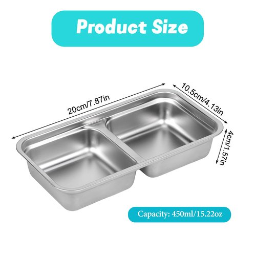WandaQueen 4 Pack Stainless Steel Snack Containers Reusable with Lid, Grab and Go 2 Compartment Snack Food Storage Containers for School Travel and Outdoor Camping Dishwasher Safe