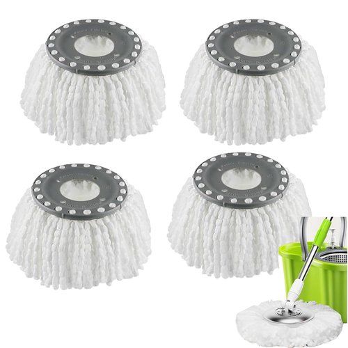 Spin Mop Heads Replacement Refill for Old Hurricane Mr.Clean 360 Spin Magic Rotating Round Mop Microfibre,Universal Spin Mop Heads Clean Mop Head Refill for Standard Mops (4 Pack)