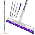Magic Broom Multifunction Silicone Floor Squeegee, Air Broom for Floor with 56" Long Handle, 4-in-1 Rubber Sweeper for Dirt, Liquids, Pet Hair, Tile Hardwood Floors, Carpet, Living Room (Purple)