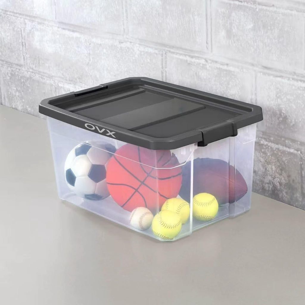 Skiennix 76 Quart Clear Plastic Storage Bins - Durable Latch Lid Containers for Office & Garage Organization
