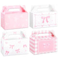 Justforjoyful 12 Pcs Pink Bow Treat Boxes Party Supplies Bow Party Favors Goodie Gift Boxes for Birthday Bachelorette Engagement Baby Shower Party Decoration Bow themed Treat Candy Box Home