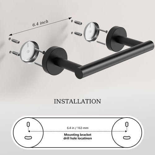 Evolvegoods Matte Black Toilet Paper Holder Wall Mount & Towel Holder, Bathroom Hardware Set-SUS304 Stainless Steel Double Post Pivoting Tissue Roll Holder and Hand Towel Ring Set for Bathroom, RV