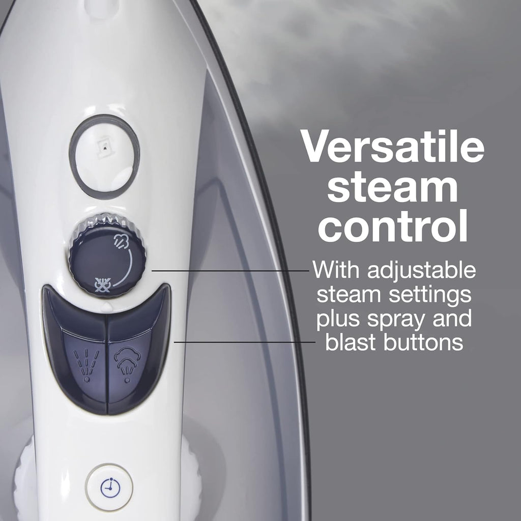 Proctor Silex Iron & Vertical Steamer - 1200 Watts with Nonstick Soleplate & Adjustable Spray | White