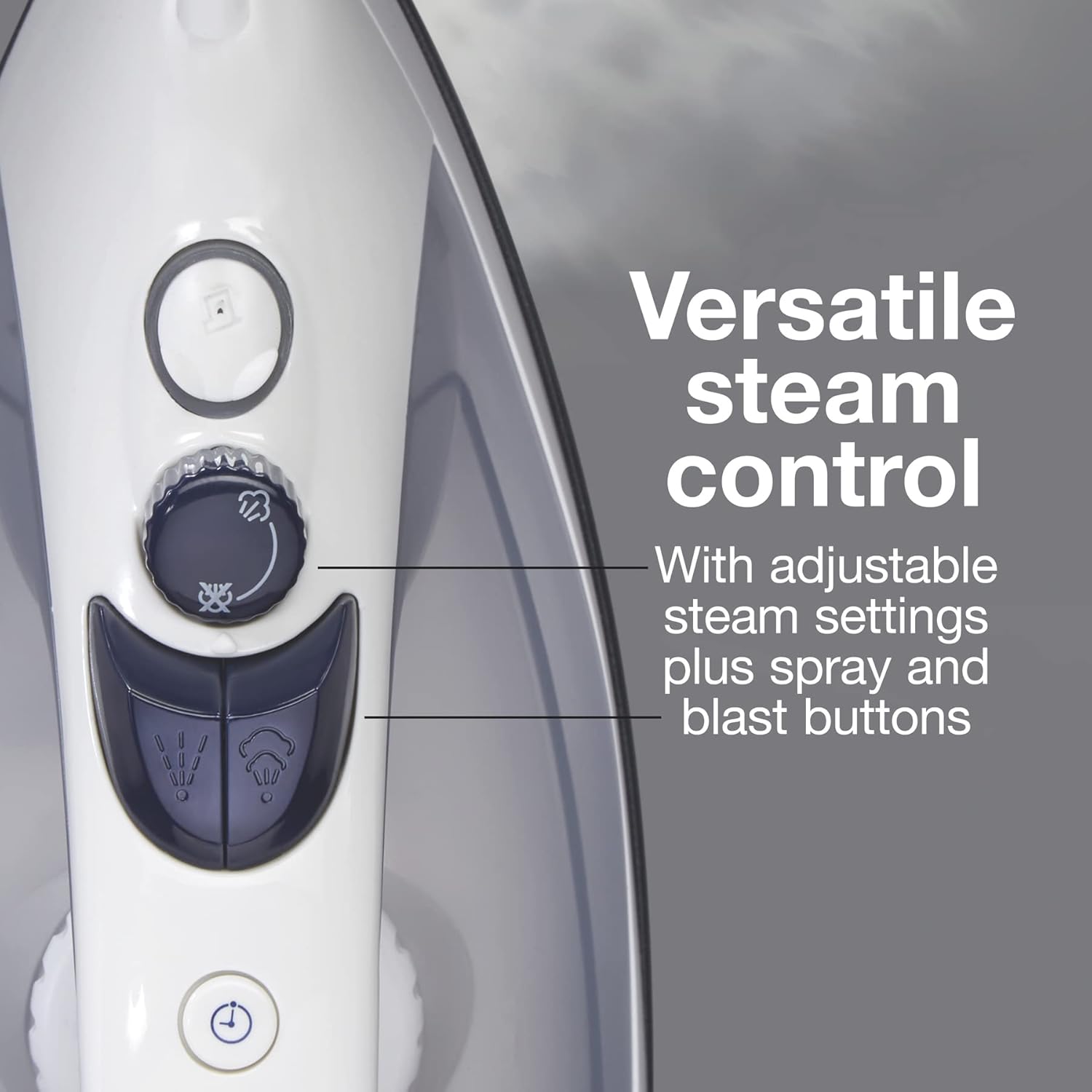 Proctor Silex Iron & Vertical Steamer - 1200 Watts with Nonstick Soleplate & Adjustable Spray | White