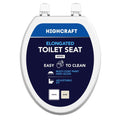 HIGHCRAFT Elongated Toilet Seat with Adjustable Hinges - Molded Wood Toilet Seat - Fits Standard Elongated Toilets - Oval Seat in White