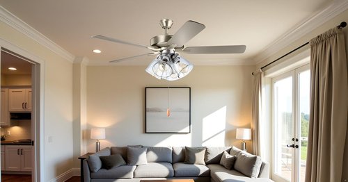 Aspen Creative 22016-1, Four-Light Ceiling Fan Light Kit with Pull Chain, Brushed Nickel Finish with Clear Glass Shades, 13-1/8" Diameter x 6-3/4" Height
