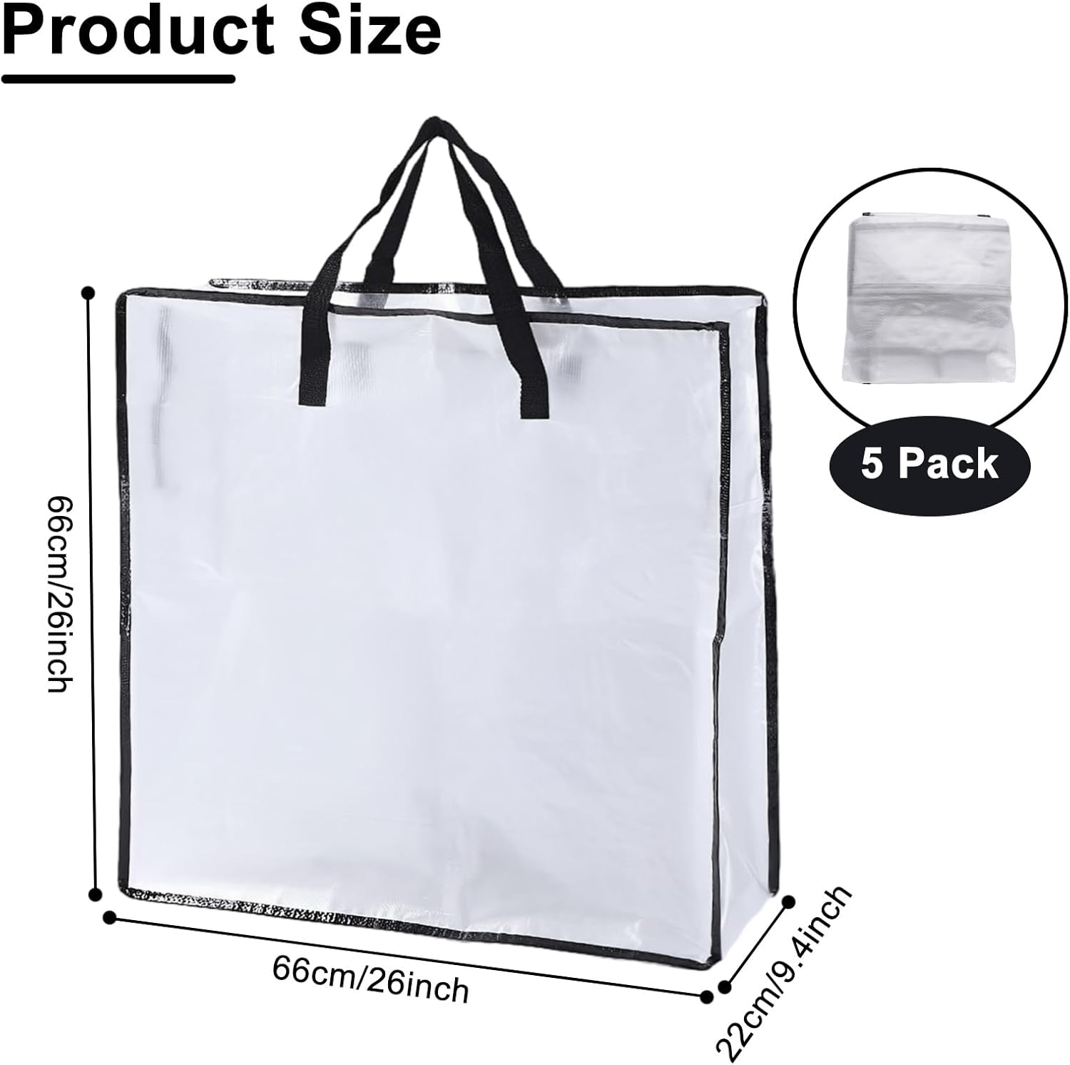 Skiennix Wreath Storage Bag - 5 Pack 26x9 Inch with Zipper & Handles | Underbed Organizer for Christmas Decor