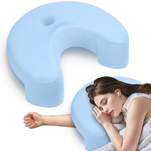 Hervimo Side Sleeper Pillow, Side Sleeper Pillows for Adults, Memory Foam Pillow for Neck and Shoulder Pain, Ideal for Side Sleepers, Side Sleeper Pillows with Arm Hole (Blue)