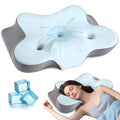 Cerrvical Neck Pillow- Ergonomic Memory Foam Pillows for Sleeping, Dual Ear Relief Zone Contour Pillow, Neck Support Pillows for Side Back &Stomach Sleeper (Blue)