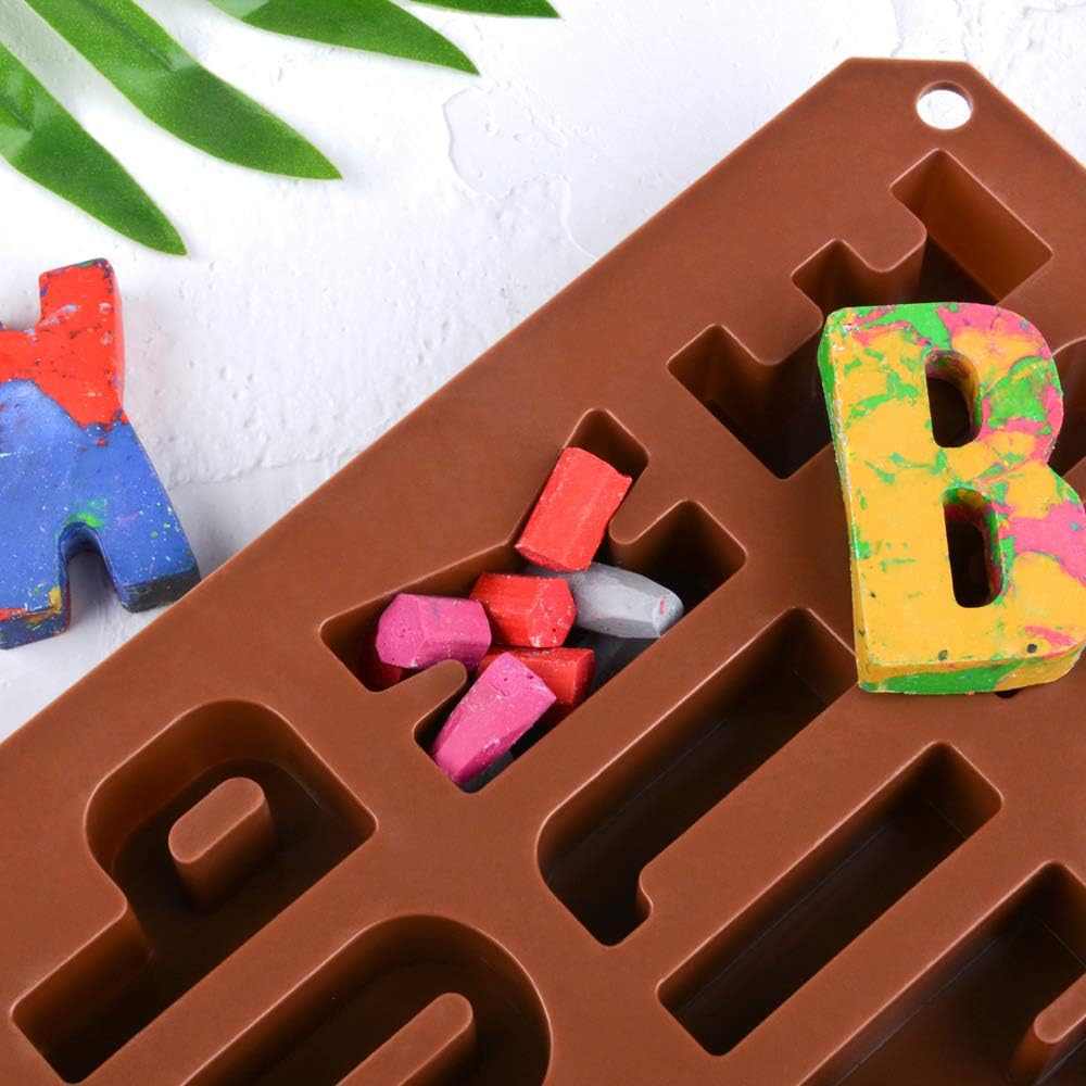 Skiennix 26-Cavity Silicone Alphabet Mold - Perfect for Crayons, Resin, Chocolate & Cake Decor