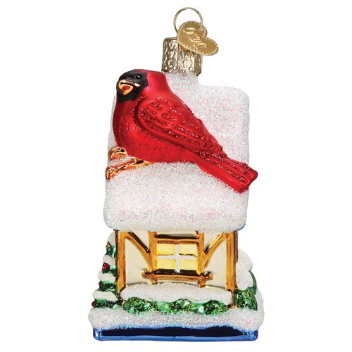 Old World Christmas Cardinal Birdhouse Glass Blown Ornament for Christmas Tree