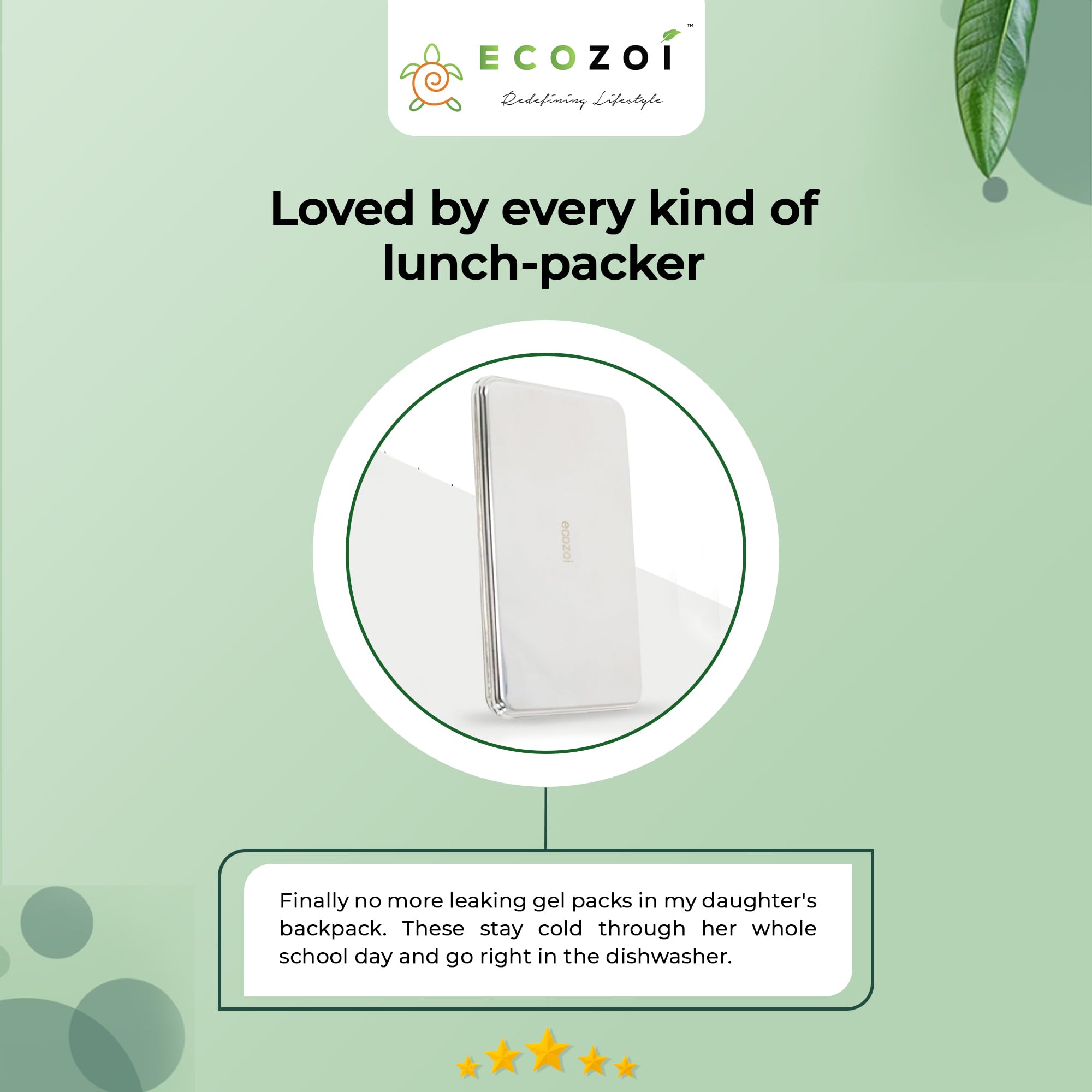 ecozoi Stainless Steel Ice Packs Set of 4 Slim, Reusable Ice Packs for Lunch Boxes Small, Bento Bags & Coolers Plastic-Free, Durable & Eco-Friendly Ice Packs for Kids and Adults
