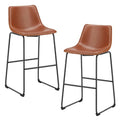 DUMOS 26 Inch Counter Height Bar Stools Set of 2, Modern Faux Leather High Barstools with Back and Metal Leg, Bar Chairs for Kitchen lsland, Elegant Brown