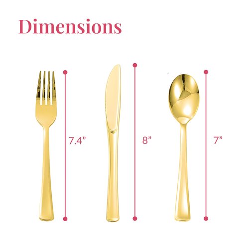 Prestee 400 Pieces Gold Silverware Set for 100 Guests - Premium Pre Rolled Disposable Plastic Silverware Set with Napkins - Wrapped Utensils with Forks, Knives, Spoons, Napkins for Weddings and Events