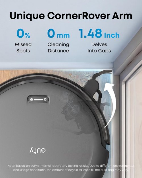 Eufy C10 Robot Vacuum - Self-Emptying with 8 Weeks Hands-Free Operation | Advanced Smart Mapping & LiDAR Navigation, 2.85-Inch Slim Design, Powerful Suction for Pet Hair