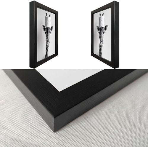 Giraffe Wall Art by Funny Bathroom Decor | Humorous Canvas Print with Toilet Paper Roll | Black & White Framed Artwork