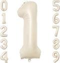 Beige Number Balloon 1 by [Brand Name] - 40 Inch Large Cream Foil Mylar Balloon for Birthday & Wedding Celebrations